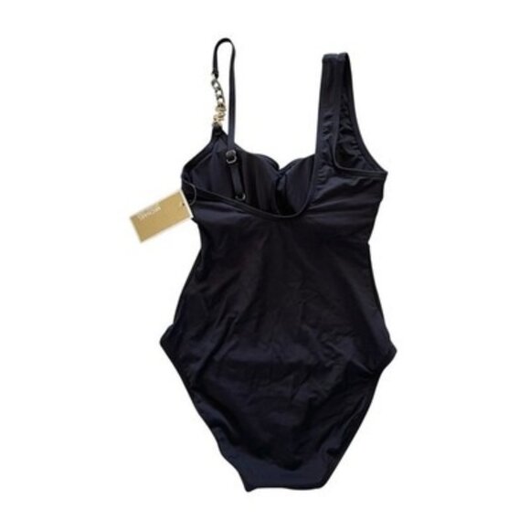 MICHAEL Michael Kors Logo Chain Black One Piece Swimsuit Size 6 Padded $122 NWT - Picture 3 of 7